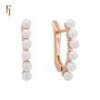 Pearl Row Russian Lock Earrings – 3.7×25mm Rose Gold Minimalist Style by FJ Jewelry