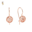 Flower Filigree Beads Rose Gold Wire Hook Earrings