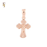 Round ended Rose Gold Crucifix Cross Pendant Religious Catholic Orthdox