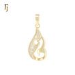 Flame of fire dancing white CZs 14K Gold Pendant