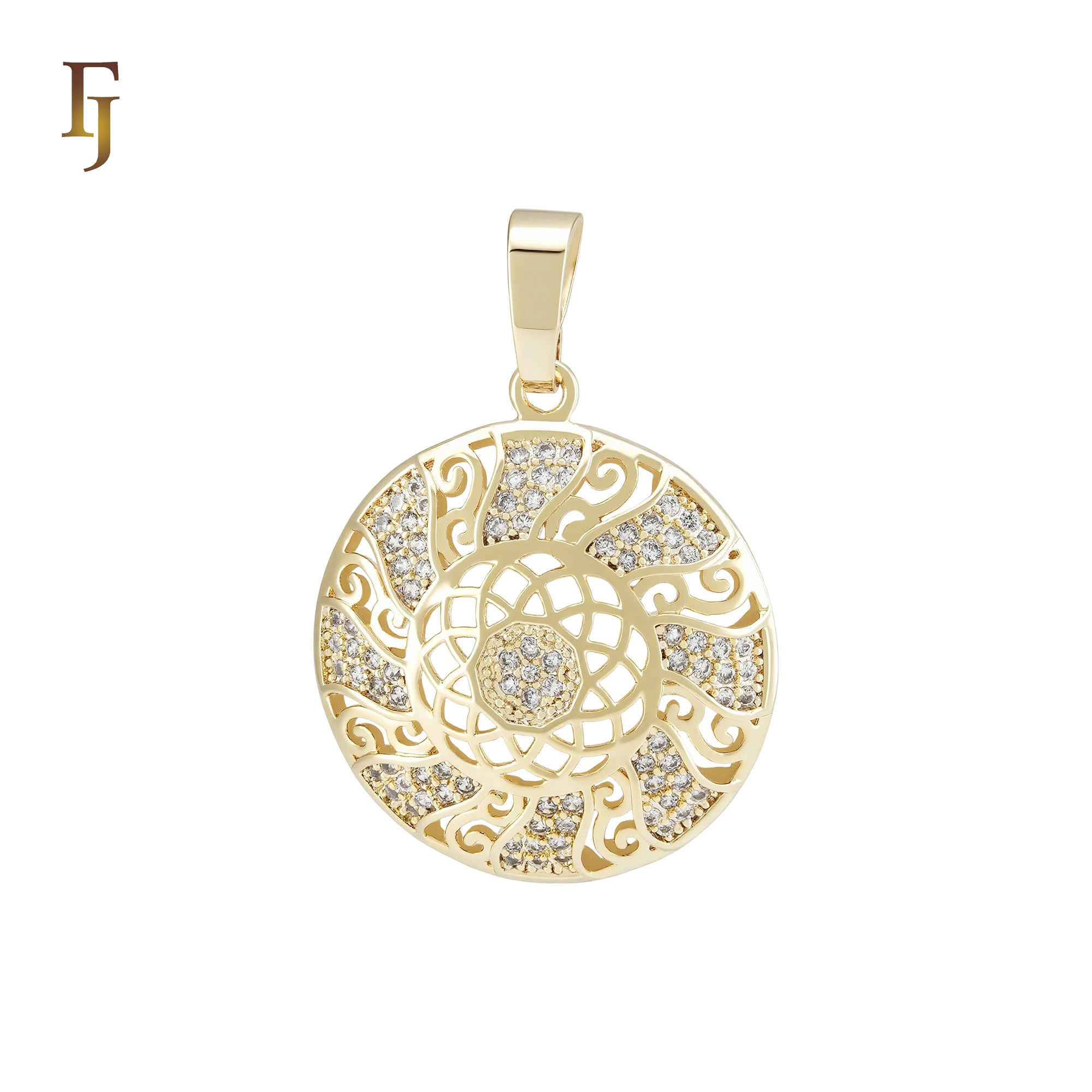 Rounded filigree 14K Gold Pendant