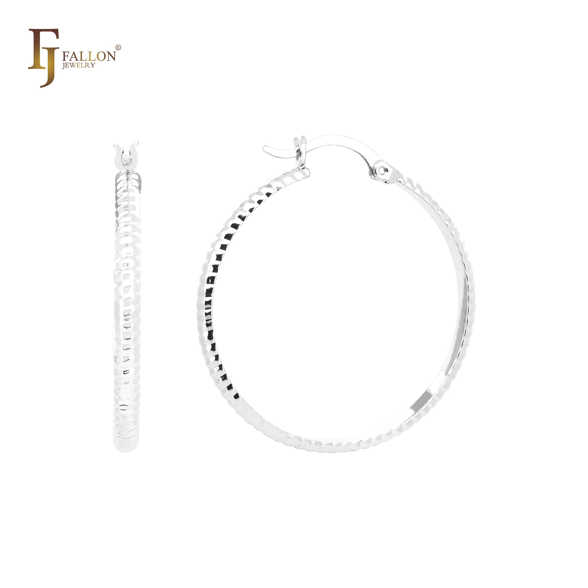 Aros de oro de 14 quilates, oro rosa y oro blanco con textura de cuerda redondeada