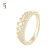Rhombus geometric arranged side with white CZs 14K Gold Fashion Rings
