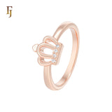 Little Crown of white Czs 14K Gold Rose Gold Rings