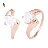 Romantic Heart-Shaped CZ Solitaire Ring in Gold Finish | FJ Fallon Jewelry