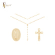 Virgin Mary of Guadalupe and Crucifix Rose 14K Gold Rosary Necklace of Filigree Bucket Beads