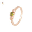 Solitaire Ribbon Round Olive Green CZ Rose Gold Engagement Rings