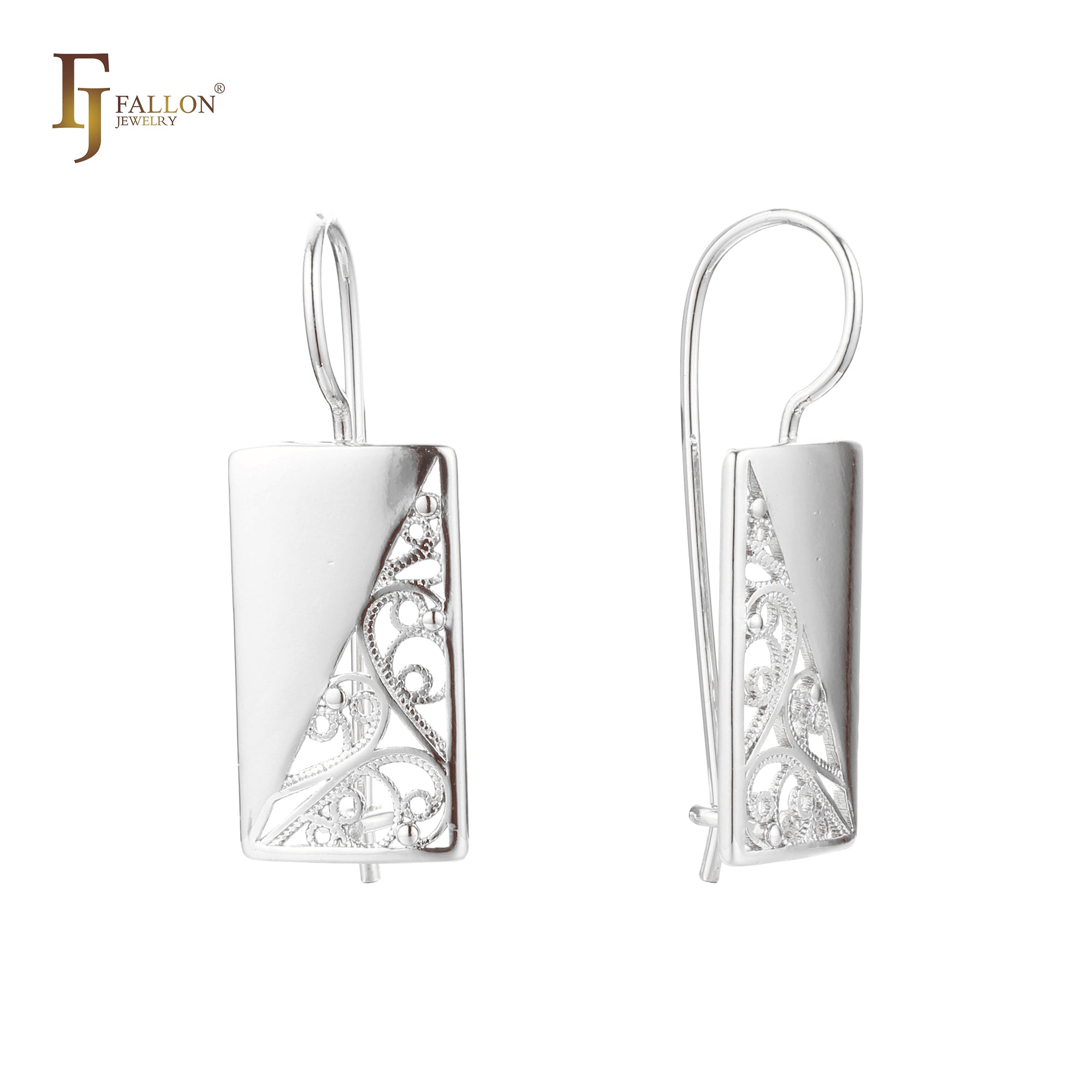 Pendientes de gancho de alambre en Oro 14K, colores de baño de oro rosa.