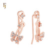Butterfly white CZs Rose Gold Crawler Earrings