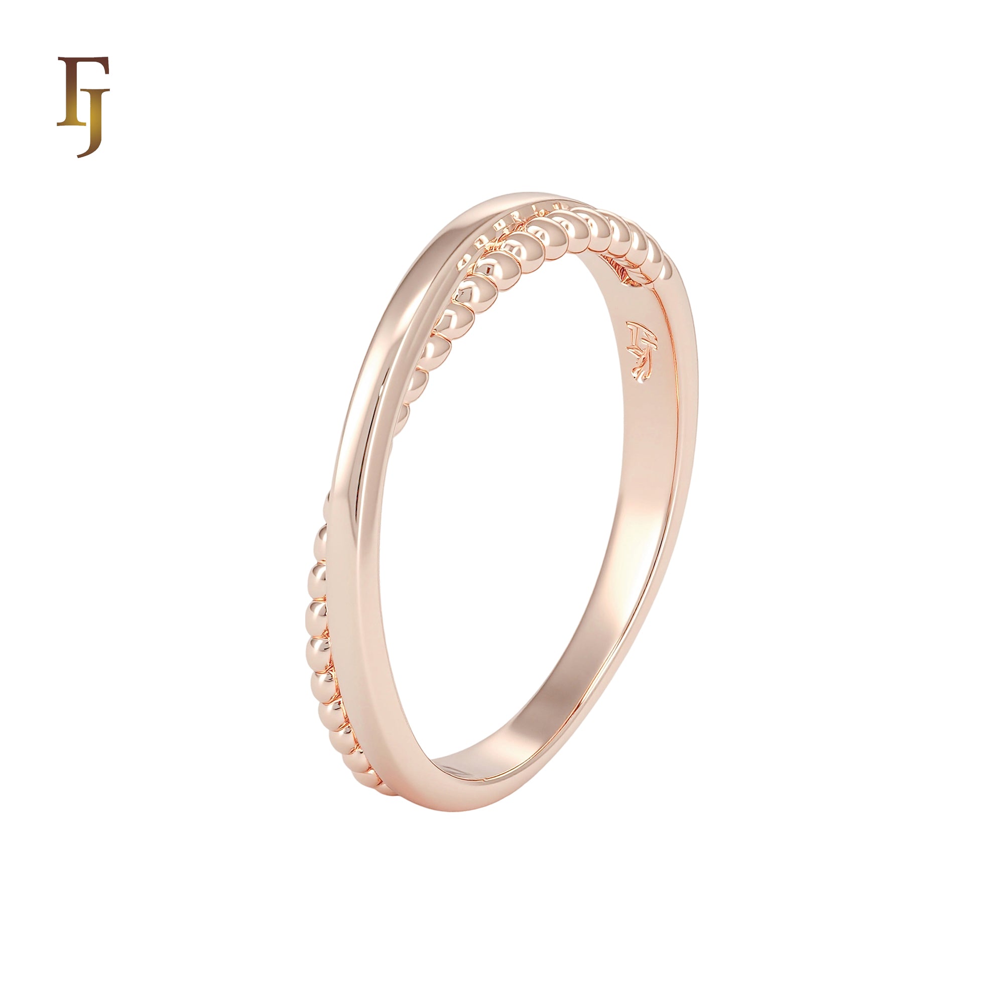 Double White CZs Paved Wedding Band Eternity Rose Gold Rings