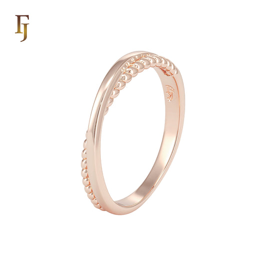 Double White CZs Paved Wedding Band Eternity Rose Gold Rings