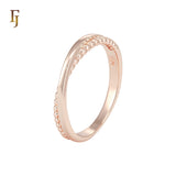 Double White CZs Paved Wedding Band Eternity Rose Gold Rings