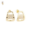 Curved Basket of white CZs 14K Gold, Rose Gold Stud Earrings