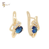Pendientes de clip de oro de 14 quilates con forma de diente y circonitas cúbicas de colores.
