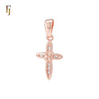 Ribbon knot tip end Rose Gold Cross Pendant