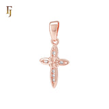 Ribbon knot tip end Rose Gold Cross Pendant
