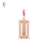 Greek key Board of white CZs cluster Rose Gold Pendant