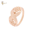 Anillos de moda en oro rosa con cinta geométrica de cuentas arriba y abajo