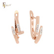 Pendientes de clip bicolor en oro rosa con circonitas blancas y diseño de uña eterna
