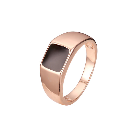 Rose Gold, White Gold Men's signet painted rings