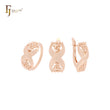 Conjunto de joyas de oro rosa con anillos y cinta de cuentas de doble torsión