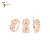 Conjunto de joyas de oro rosa con anillos y cinta de cuentas de doble torsión