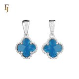 幸運のカラフルなクローバーローズゴールド、14Kゴールド、ホワイトゴールドペンダント