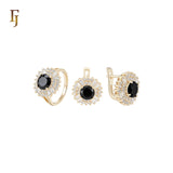 Halo cluster Colorful 14K Gold Jewelry Set with Rings