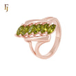 Cluster six Olive green Rose Gold Fashion Rings