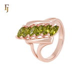 Cluster six Olive green Rose Gold Fashion Rings