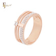 Pendientes de clip minimalistas elegantes con circonitas blancas pavimentadas en oro rosa de dos tonos