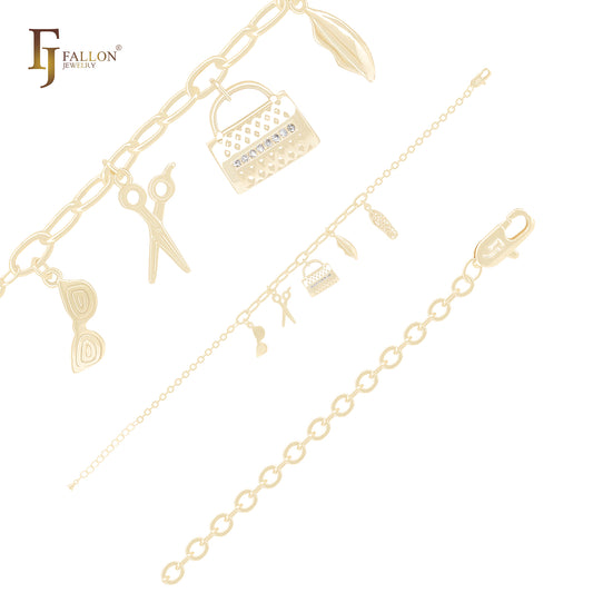 Kleine Charms der Dekoration 14K Gold Armbänder
