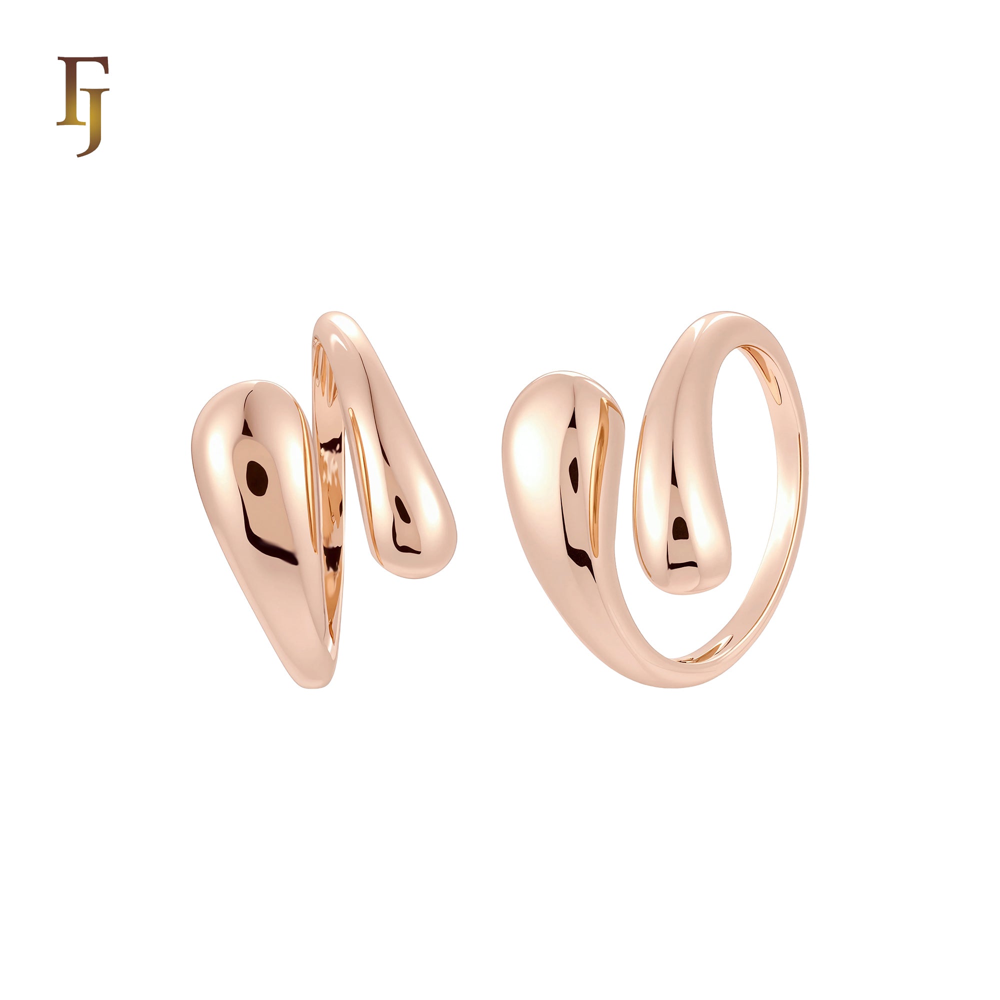 Double Rounded Bead Minimalism Rose Gold Resizable Open Rings