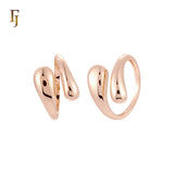 Double Rounded Bead Minimalism Rose Gold Resizable Open Rings