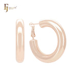 Aros de oro de 14 quilates, oro rosa y oro blanco de 7,2 mm de ancho con forma de tubo redondo brillante