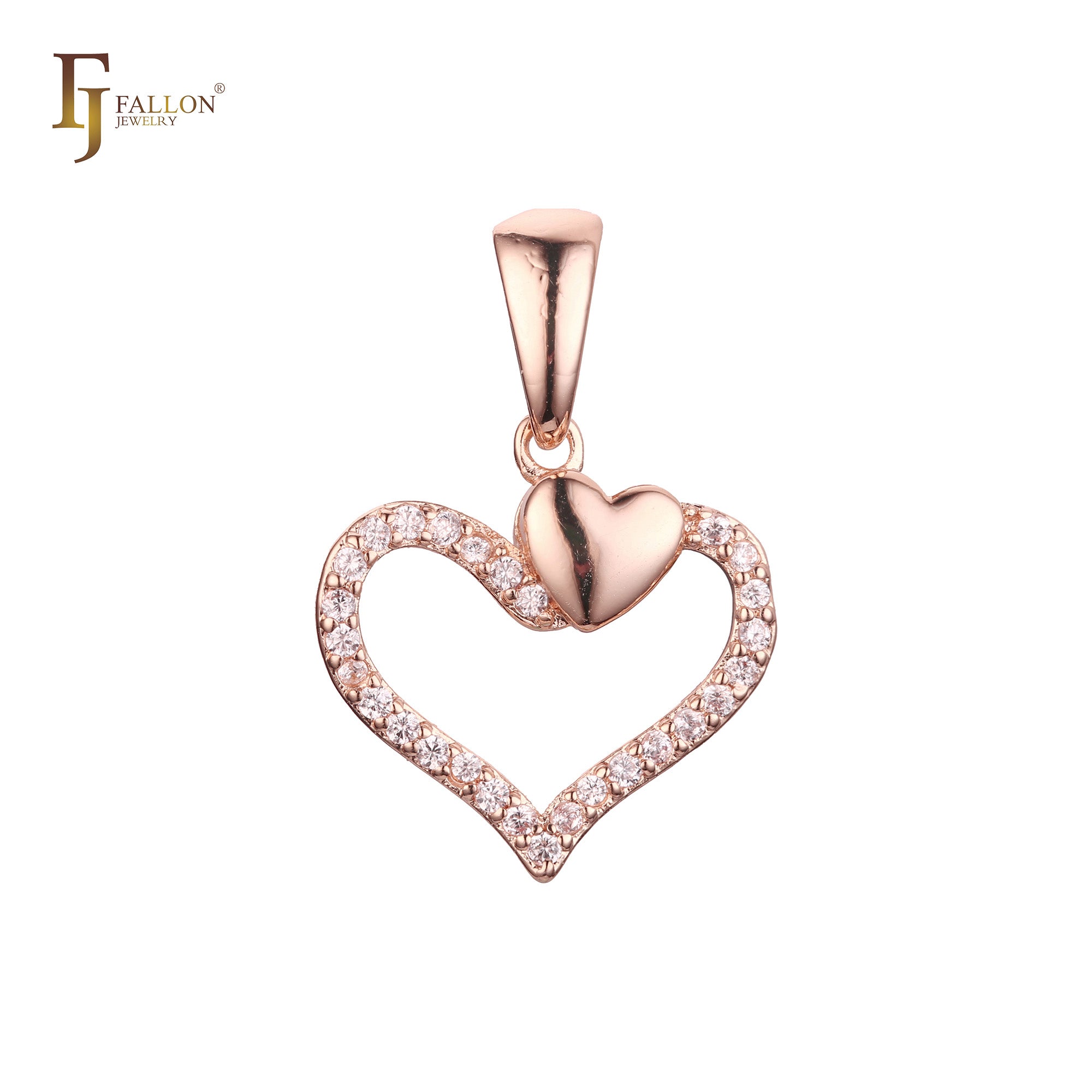 Подвеска «Сердце в сердце» из Красное золото 585 пробы, Жёлтое золото 585 пробы, 18-каратного золота с двухцветным покрытием