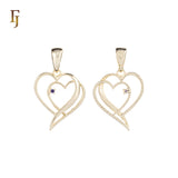 Double Heart Pendant Necklace with Cubic Zirconia in Gold Plating – Romantic Jewelry Gift for Her