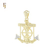 Religious Anchor white CZs of Crucifix 14K Gold Christian Cross Pendant