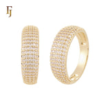 Five bands of white CZs 14K Gold, Rose Gold Wedding Set Rings Engagement and Band