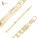 Pulseras de identificación para hombre de oro de 14 quilates con eslabones curvos texturizados