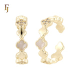 Lucky Cluster white CZs Clover clovers of Black, white or Red Onyx 14K Gold, Rose Gold Pendant