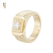 Signet solitaire white CZ 14K Gold Men's Rings