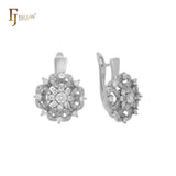 Серьги Great Flower с белыми фианитами, округлые, из 14-каратного золота, из розового золота