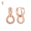 Double Horseshoe shaped white CZs Rose Gold Huggie Earrings