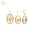 Conjunto de joyas de oro de 14 quilates con filigrana ovalada de circonitas blancas y colgante