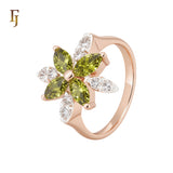 Great flower star of white CZs Rose Gold Fashion Rings