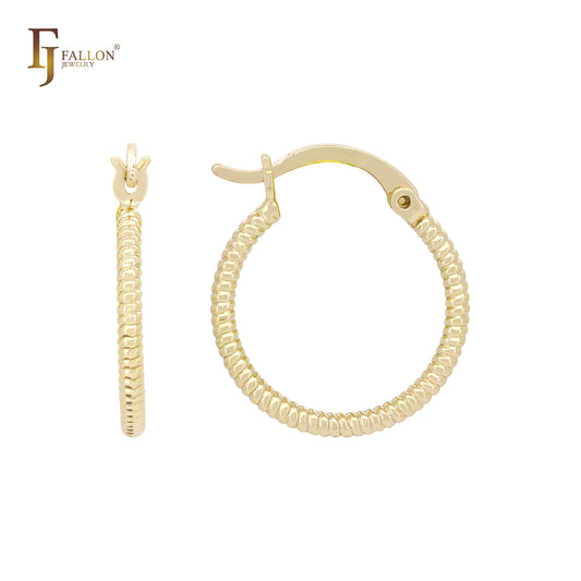 Aros de oro rosa y oro de 14 quilates con textura de cuerda de serpiente