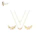 Collar de oro de 14 quilates con cinco pétalos de copos de nieve y circonitas blancas