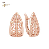 Серьги-клипсы из розового золота с филигранными листьями