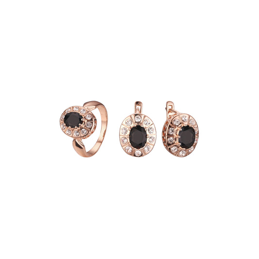 Conjunto de halo de oro rosa con anillos